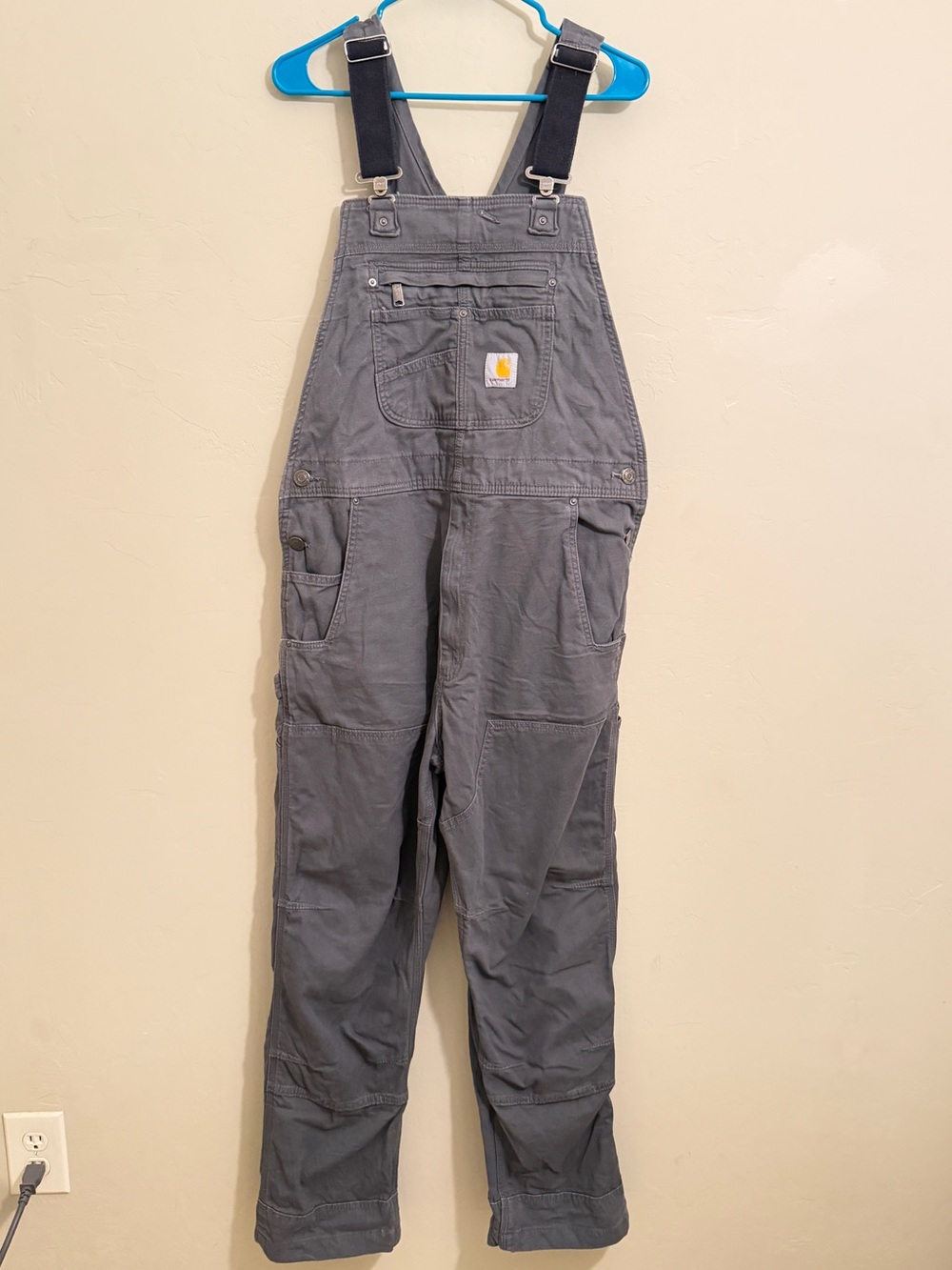 Carhartt Rugged Flex Rigby Bib Overalls Gray 36x30 Relaxed Fit Double Knee